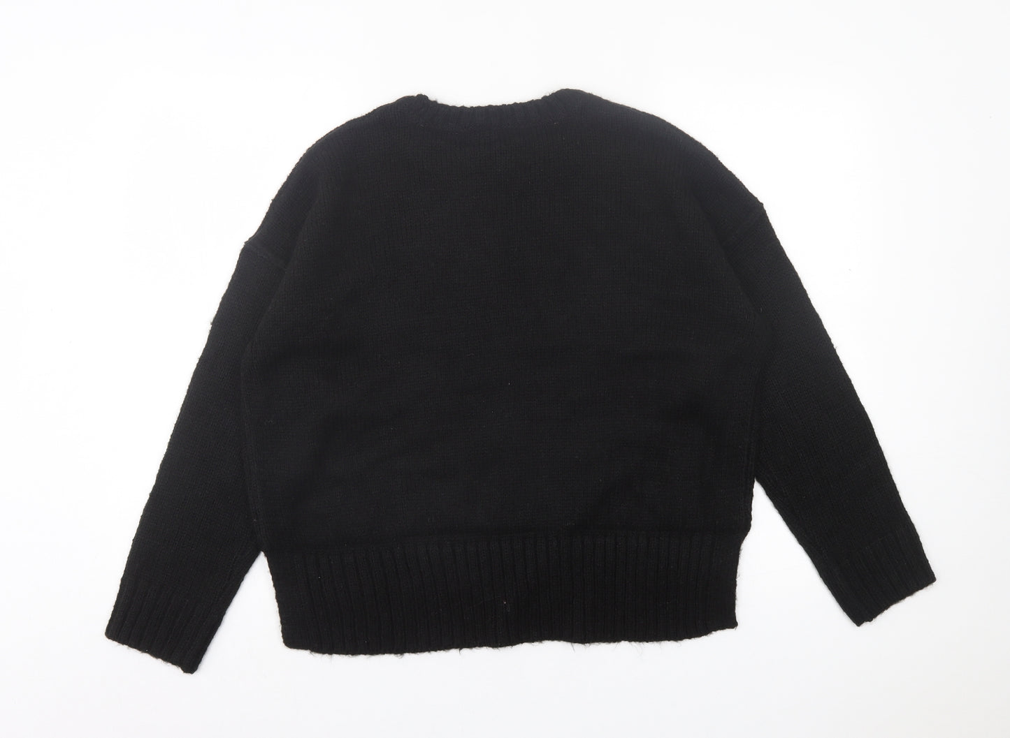 New Look Womens Black Crew Neck Acrylic Pullover Jumper Size M