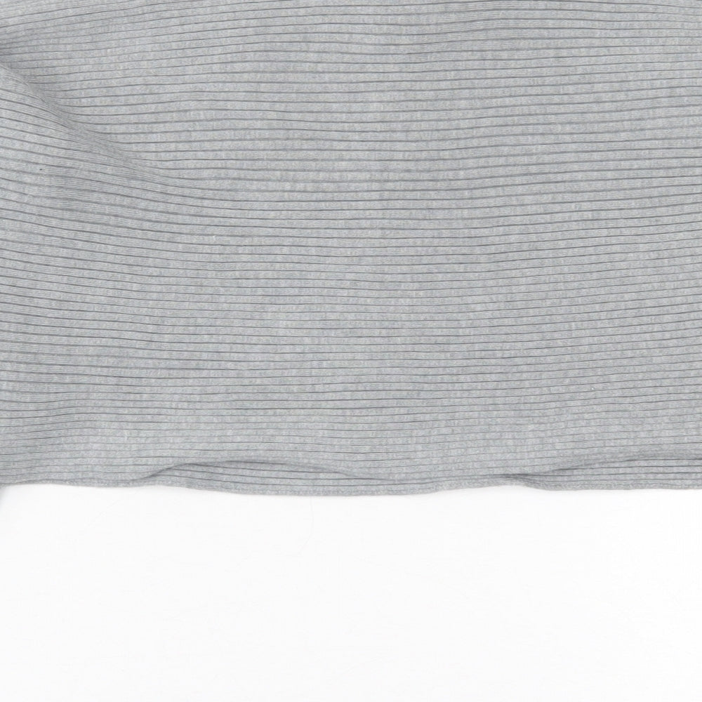 New Look Womens Grey High Neck Viscose Pullover Jumper Size L - cropped