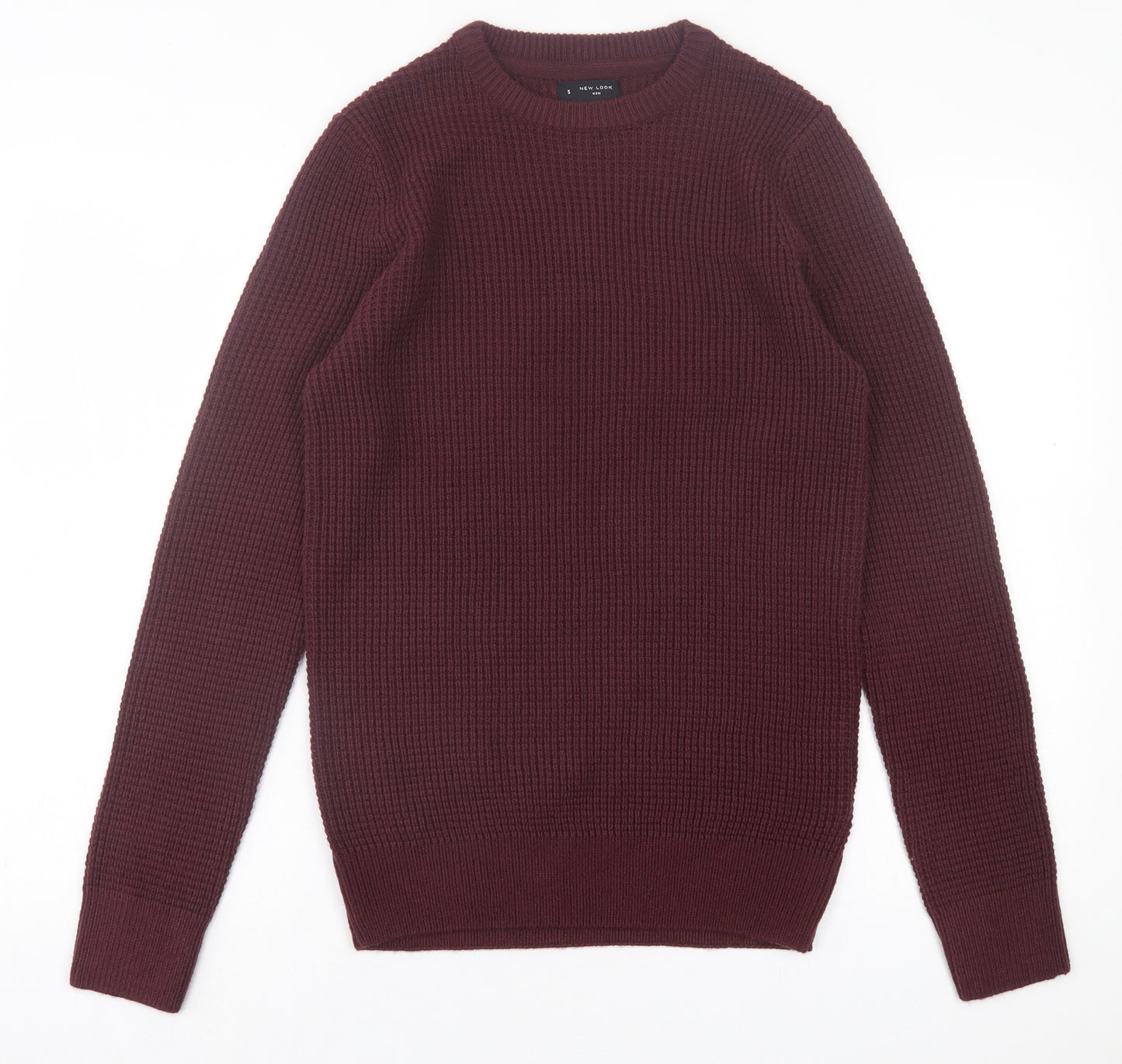 New Look Mens Purple Crew Neck Acrylic Pullover Jumper Size S