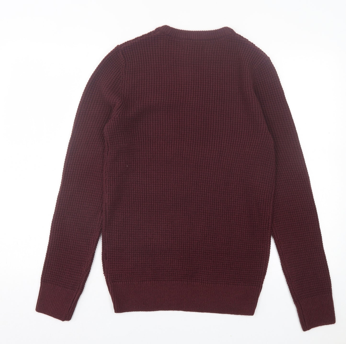 New Look Mens Purple Crew Neck Acrylic Pullover Jumper Size S