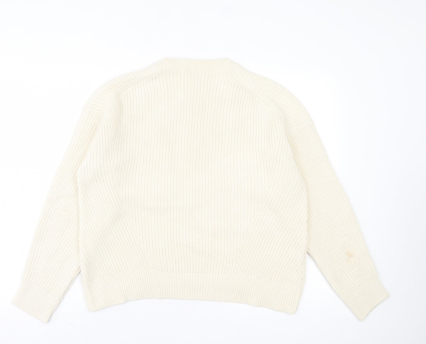New Look Womens Ivory Crew Neck Acrylic Pullover Jumper Size M