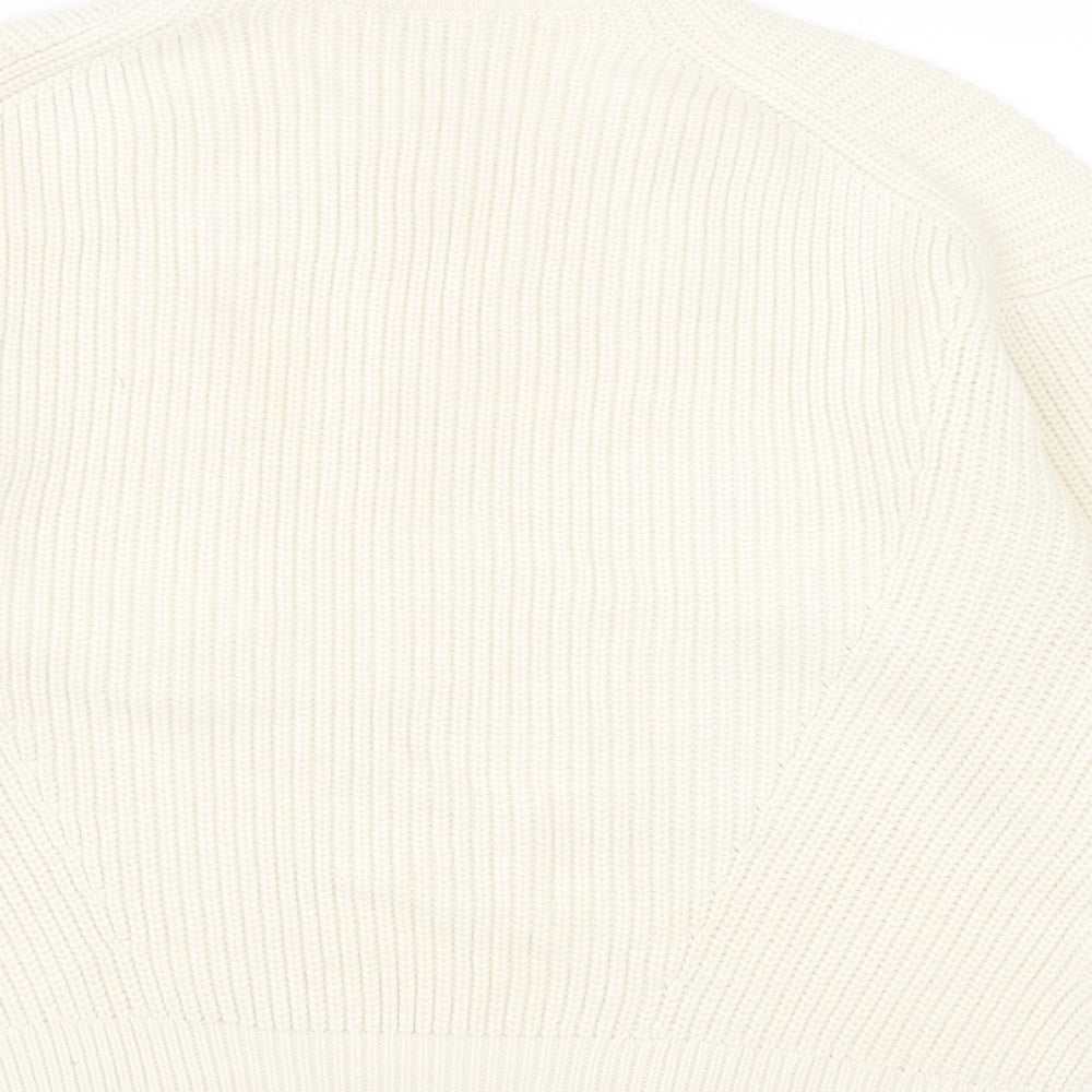 New Look Womens Ivory Crew Neck Acrylic Pullover Jumper Size M