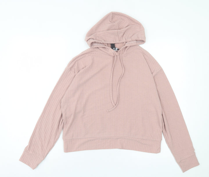 New Look Womens Pink Polyester Pullover Hoodie Size M Pullover