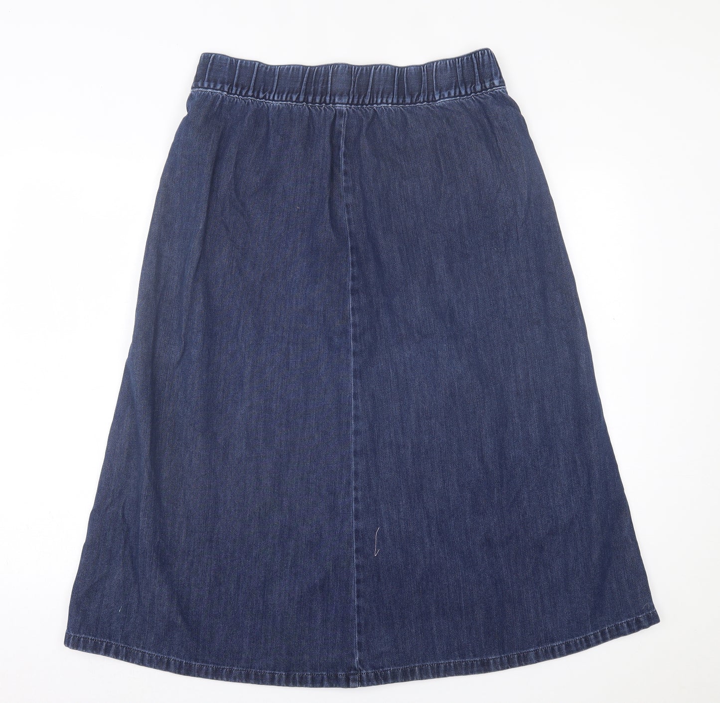 Marks and Spencer Womens Blue Cotton A-Line Skirt Size 14 Button