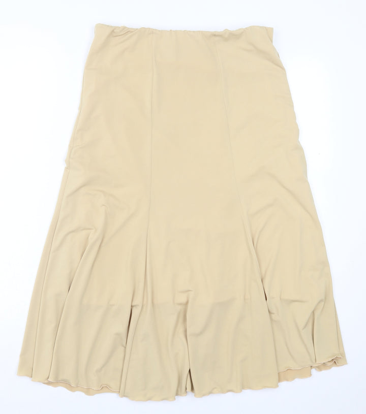 Charlotte Gold Womens Gold Polyester A-Line Skirt Size 14
