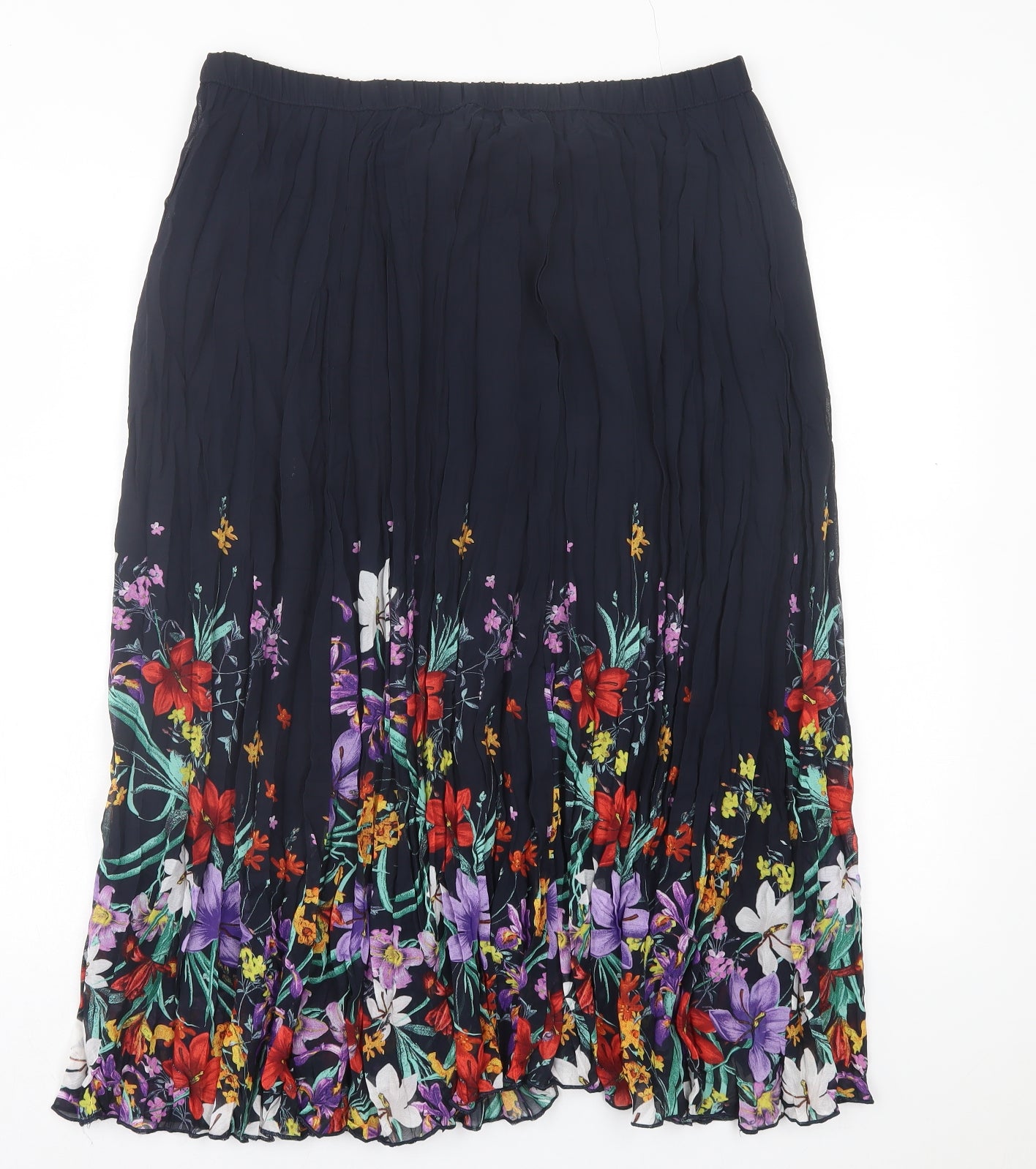 bonmarch Womens Multicoloured Floral Polyester A-Line Skirt Size 14