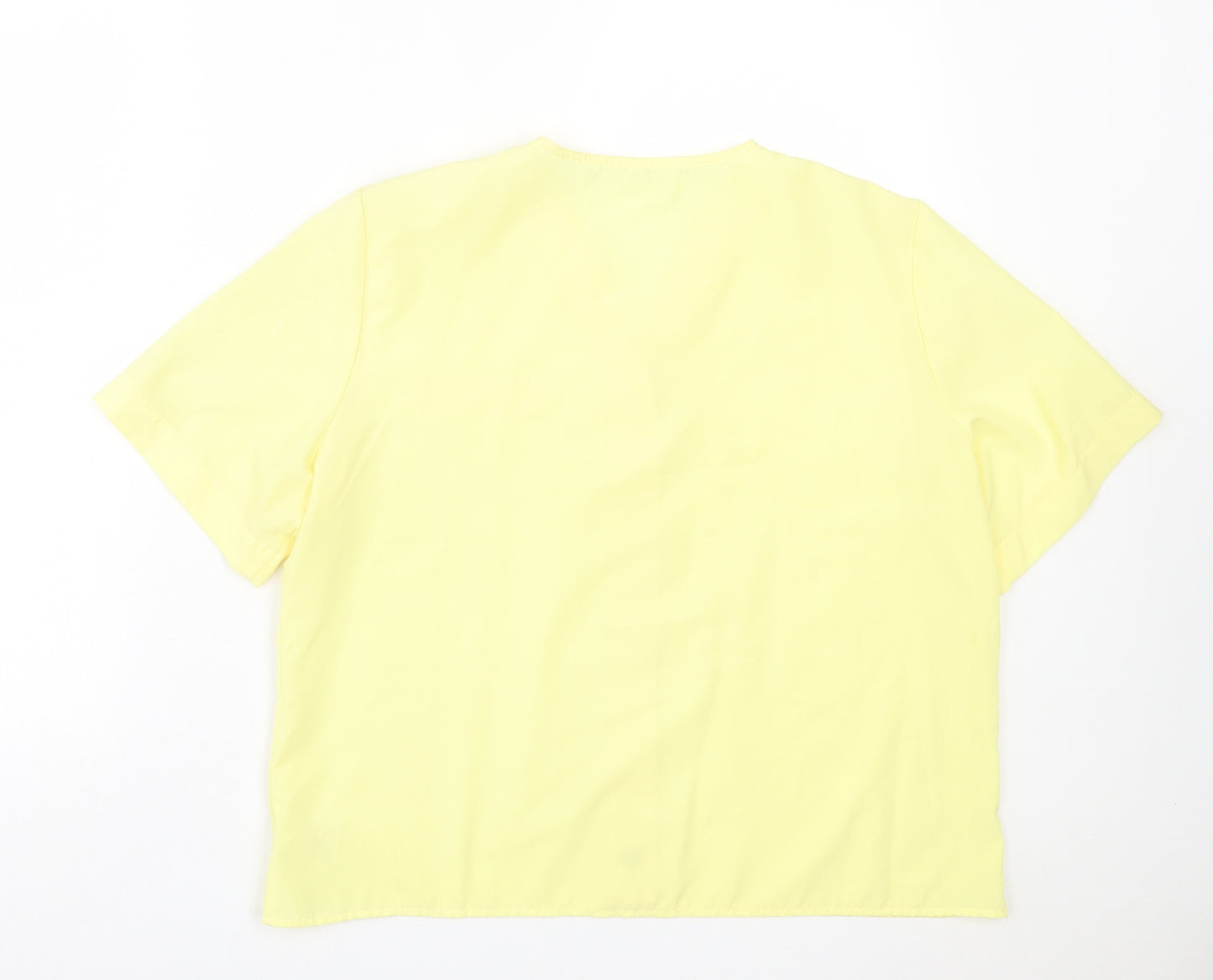 ST BENARD Womens Yellow Polyester Basic Button-Up Size 16 V-Neck