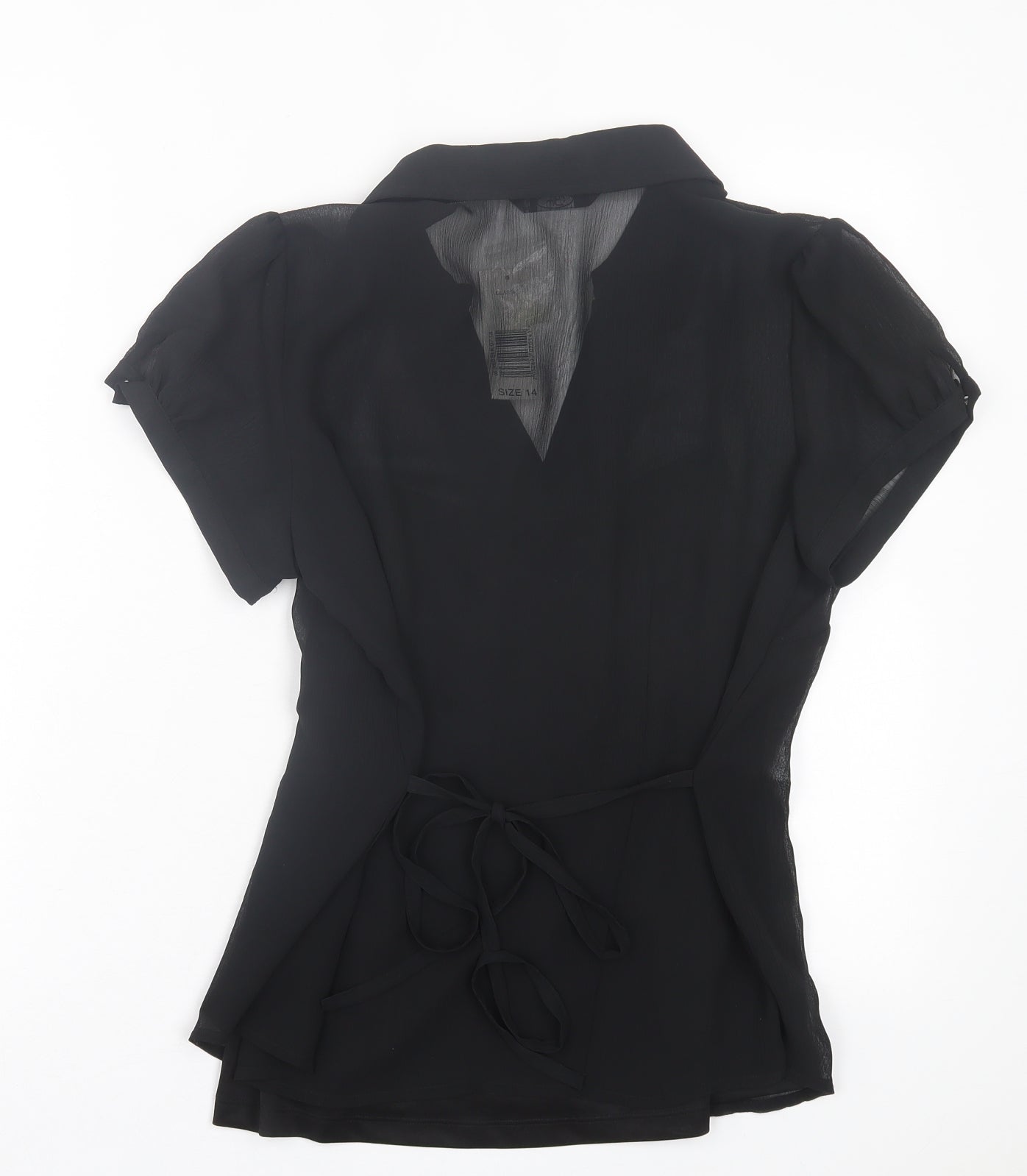Bonmarché Womens Black Polyester Basic Blouse Size 14 V-Neck