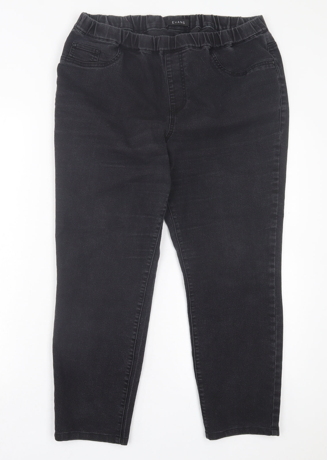 Evans Womens Black Cotton Jegging Trousers Size 18 L25 in Regular