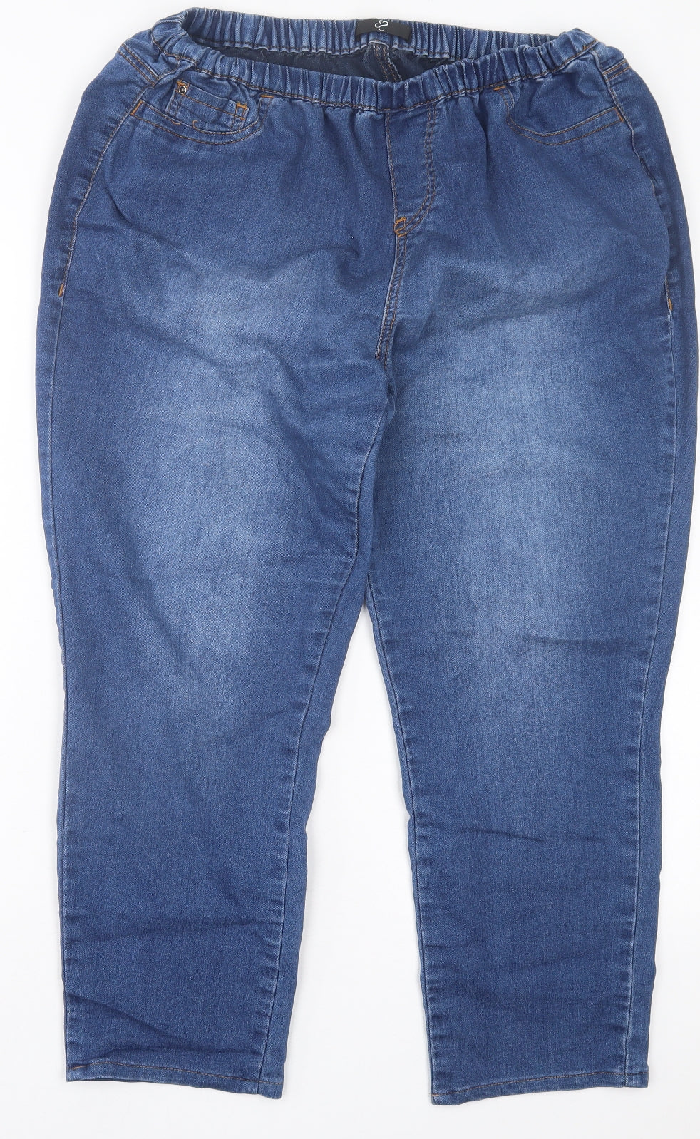 Evans Womens Blue Cotton Jegging Trousers Size 8 L25 in Regular