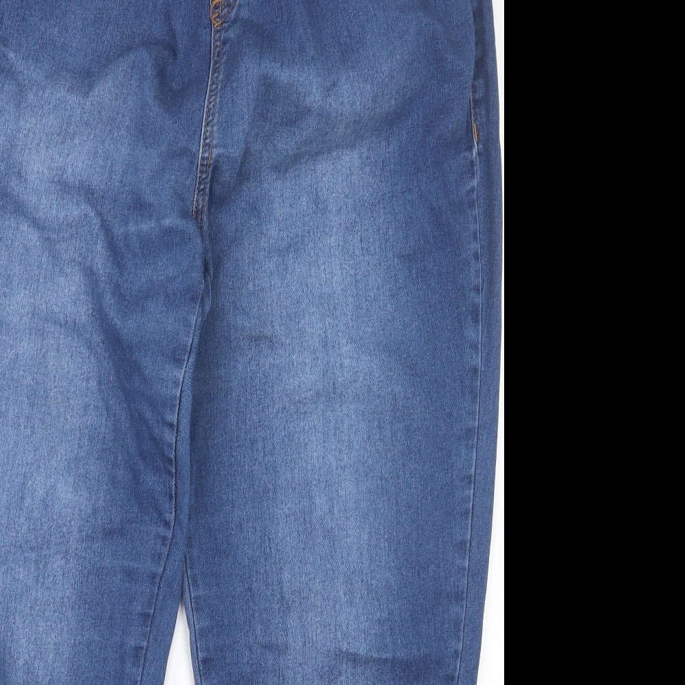 Evans Womens Blue Cotton Jegging Trousers Size 8 L25 in Regular