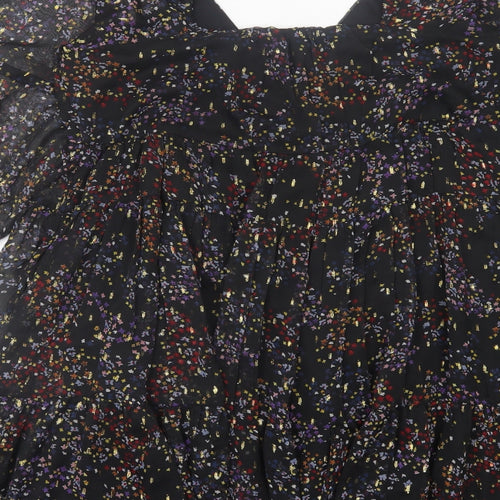 Miss Selfridge Womens Black Geometric Polyester A-Line Size 10 Square Neck Pullover