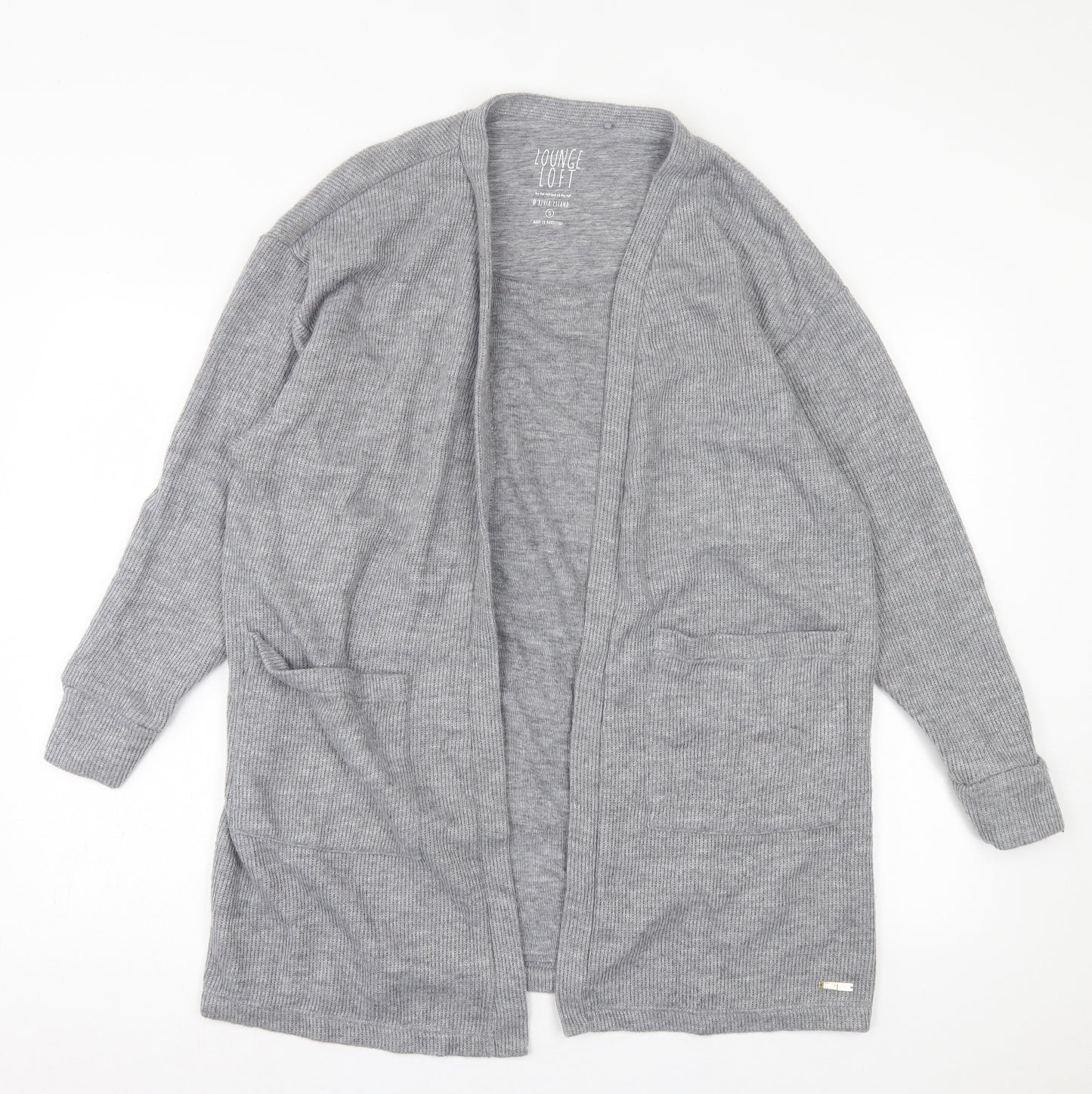 River Island Womens Grey V-Neck Polyester Cardigan Jumper Size S