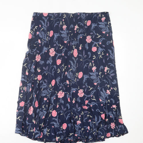 Marks and Spencer Womens Blue Floral Viscose A-Line Skirt Size 18
