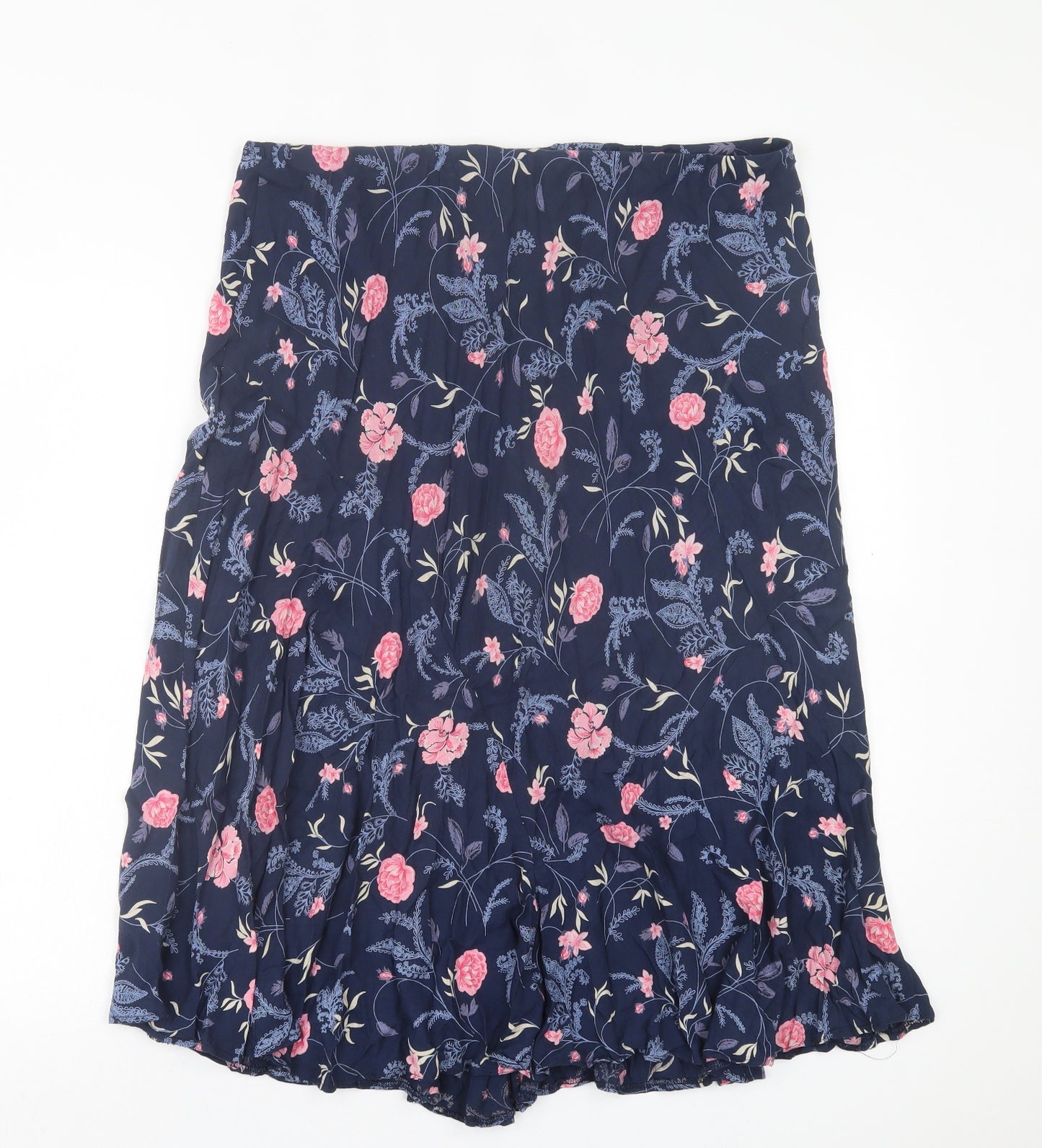 Marks and Spencer Womens Blue Floral Viscose A-Line Skirt Size 18