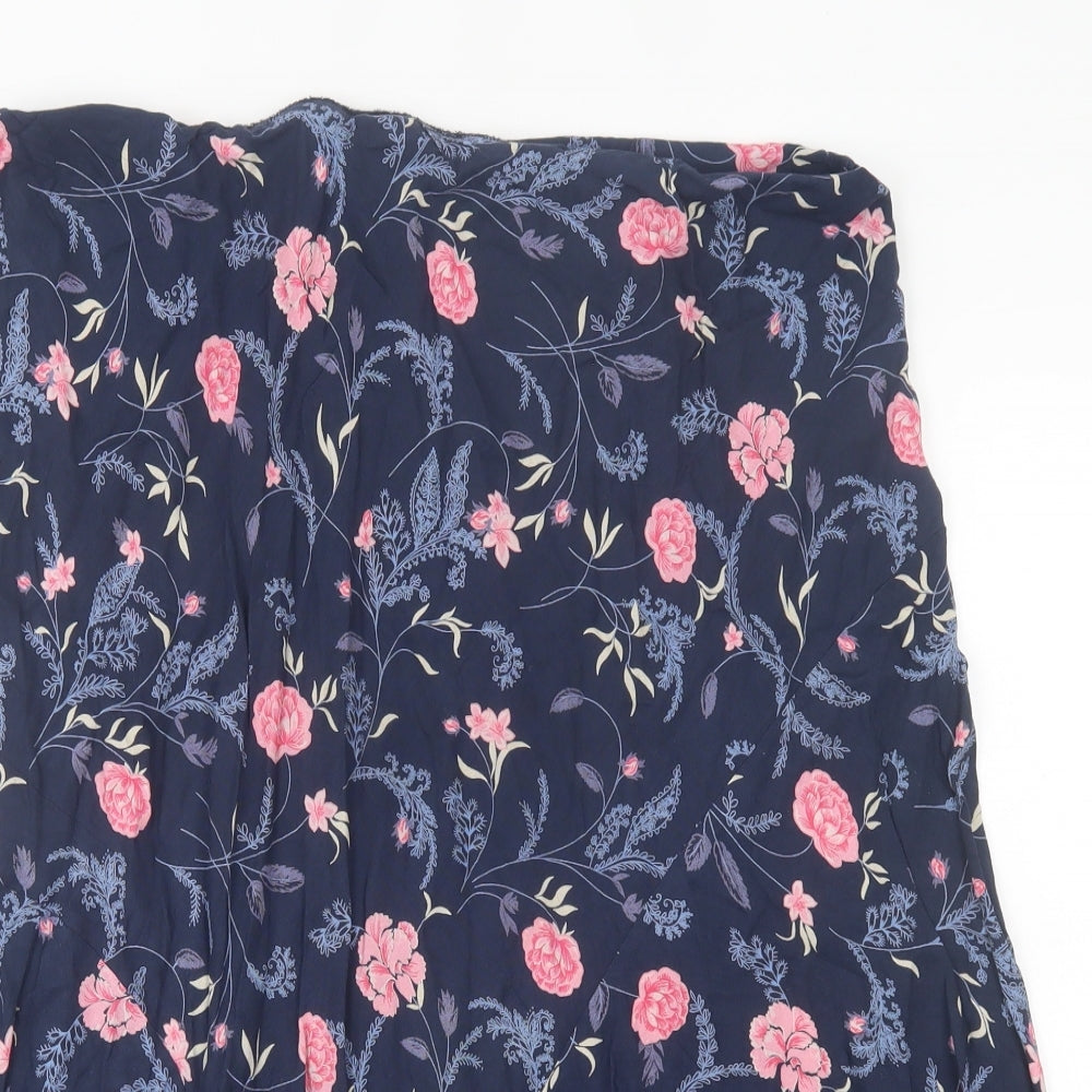 Marks and Spencer Womens Blue Floral Viscose A-Line Skirt Size 18