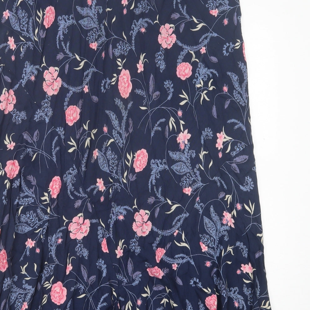 Marks and Spencer Womens Blue Floral Viscose A-Line Skirt Size 18