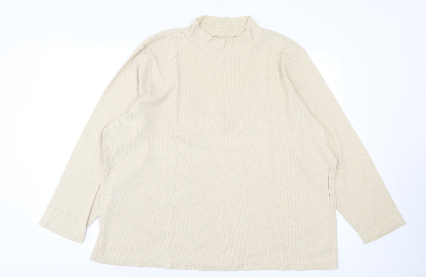 Liz Calborne Womens Beige Cotton Basic T-Shirt Size 3XL High Neck