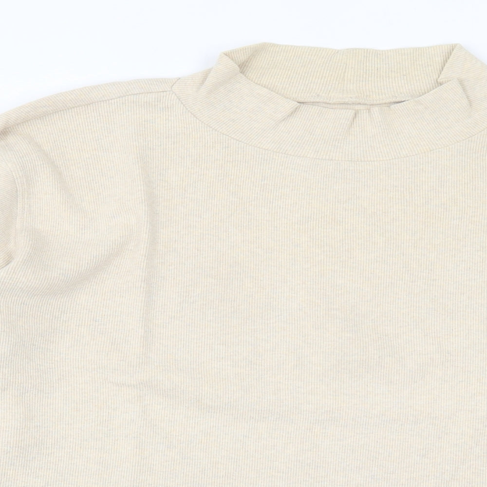 Liz Calborne Womens Beige Cotton Basic T-Shirt Size 3XL High Neck