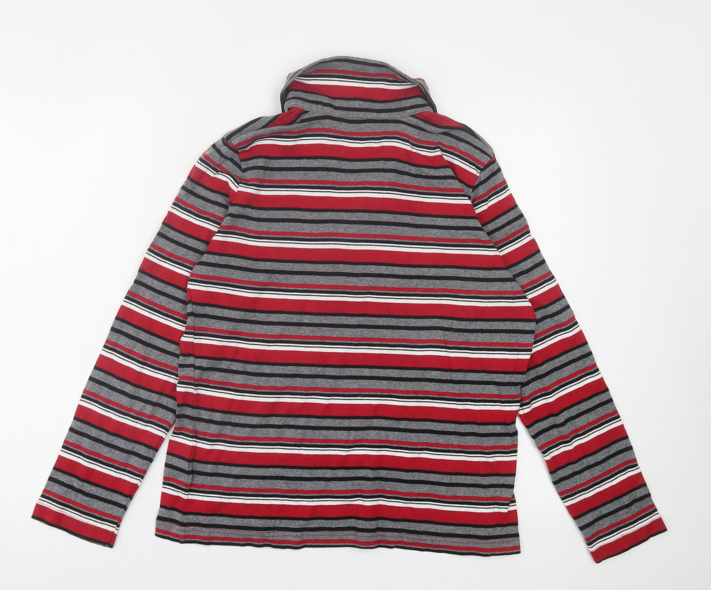 Paco Sport Womens Red Striped Cotton Basic Polo Size L Collared