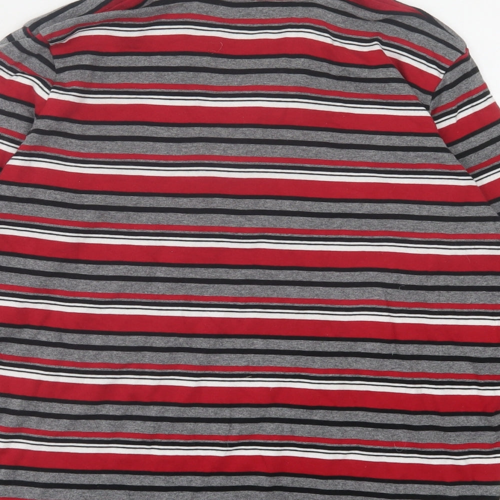 Paco Sport Womens Red Striped Cotton Basic Polo Size L Collared