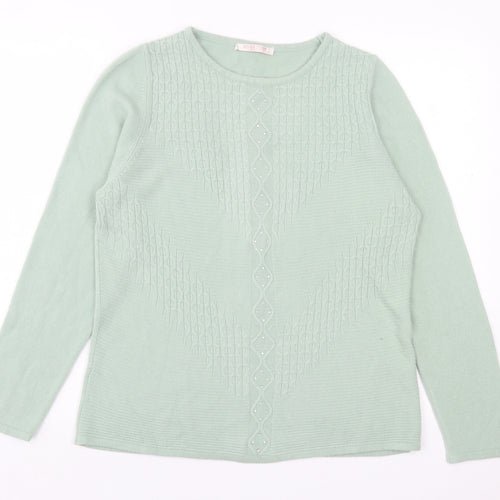 anna rose Womens Green Crew Neck Acrylic Pullover Jumper Size XL