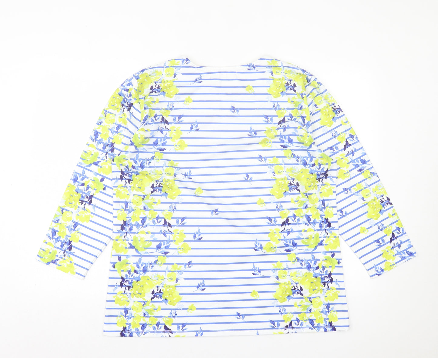 Jessica Graaf Womens Multicoloured Striped Polyester Basic T-Shirt Size XL Crew Neck