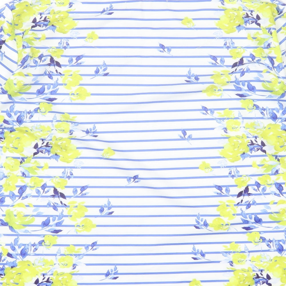 Jessica Graaf Womens Multicoloured Striped Polyester Basic T-Shirt Size XL Crew Neck