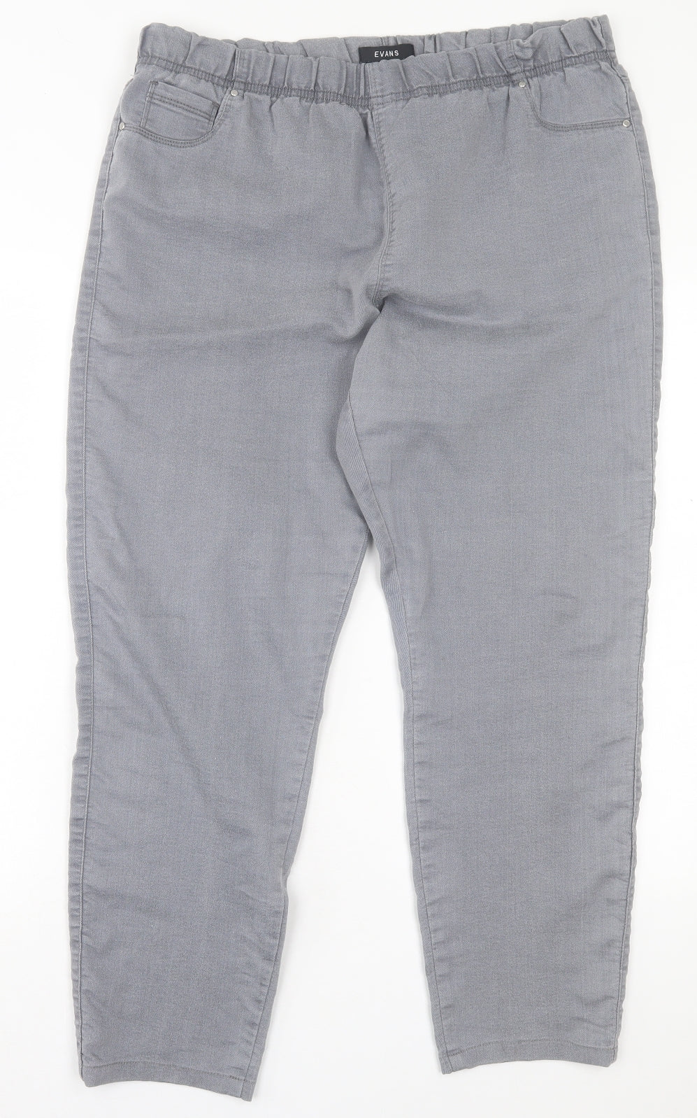 Evans Womens Grey Cotton Jegging Trousers Size 18 L27 in Regular