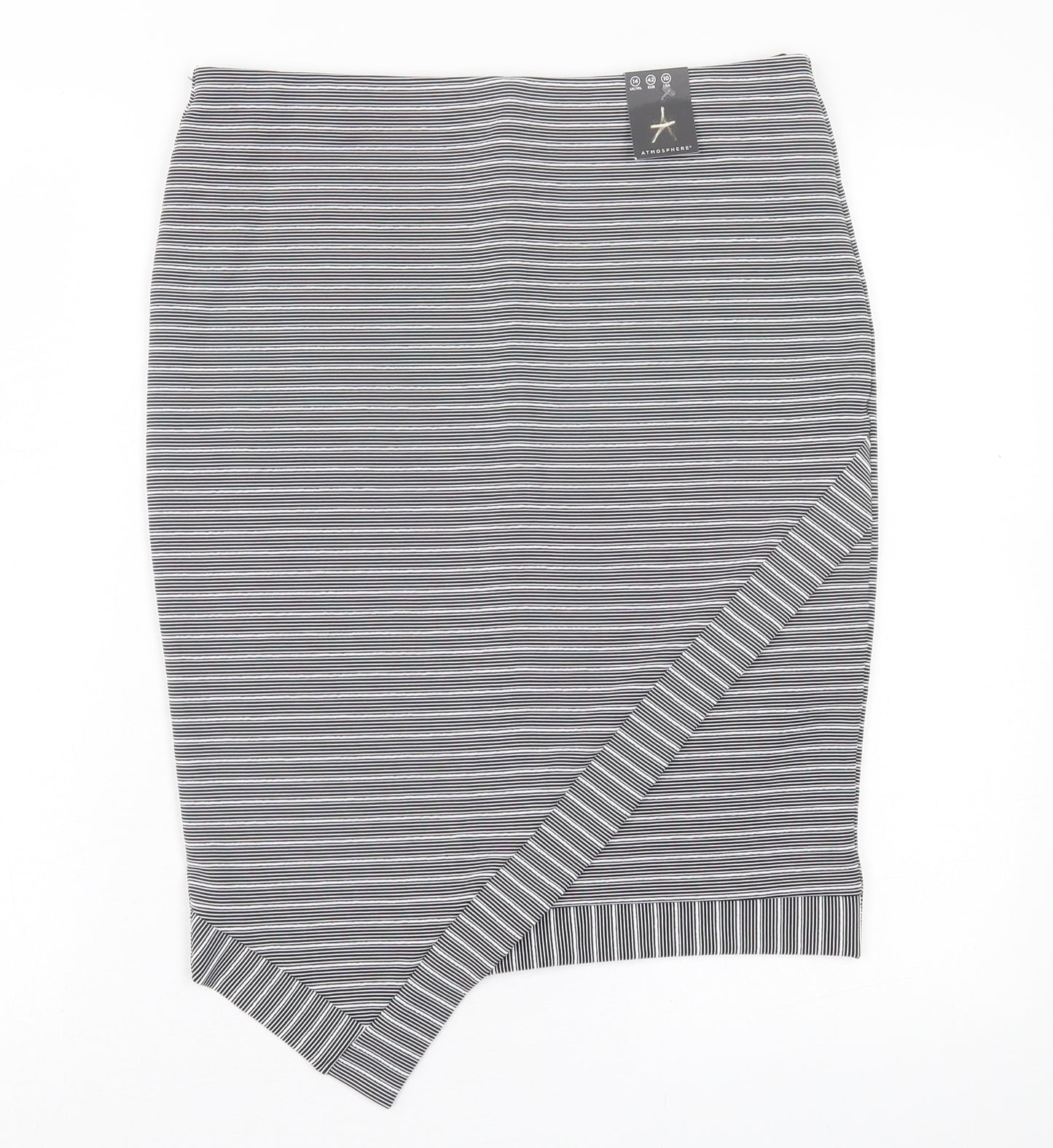 Atmosphere Womens Black Striped Polyester A-Line Skirt Size 14