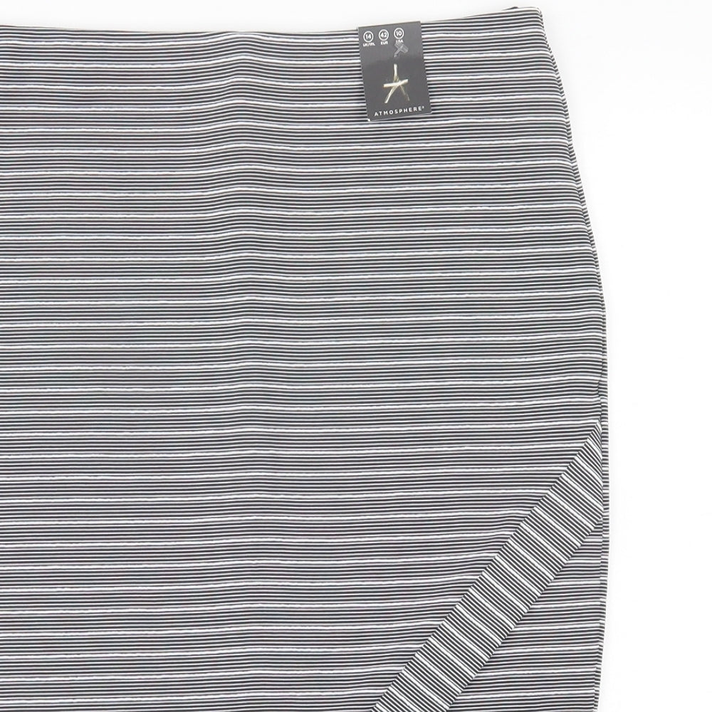 Atmosphere Womens Black Striped Polyester A-Line Skirt Size 14