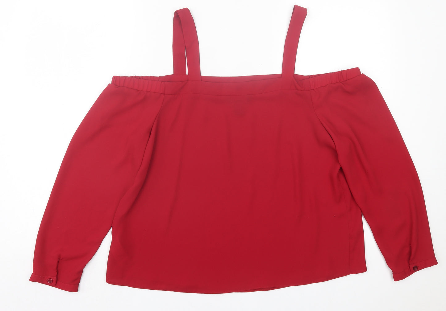 New Look Womens Red Polyester Basic Blouse Size 14 Square Neck