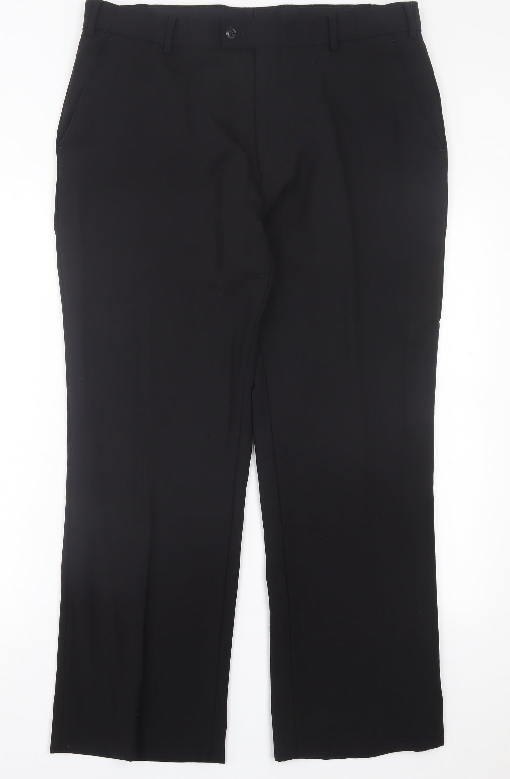 Jeff Banks Mens Black Wool Trousers Size 36 in L29 in Regular Button