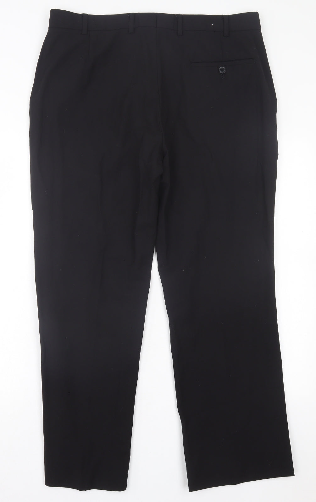 Jeff Banks Mens Black Wool Trousers Size 36 in L29 in Regular Button