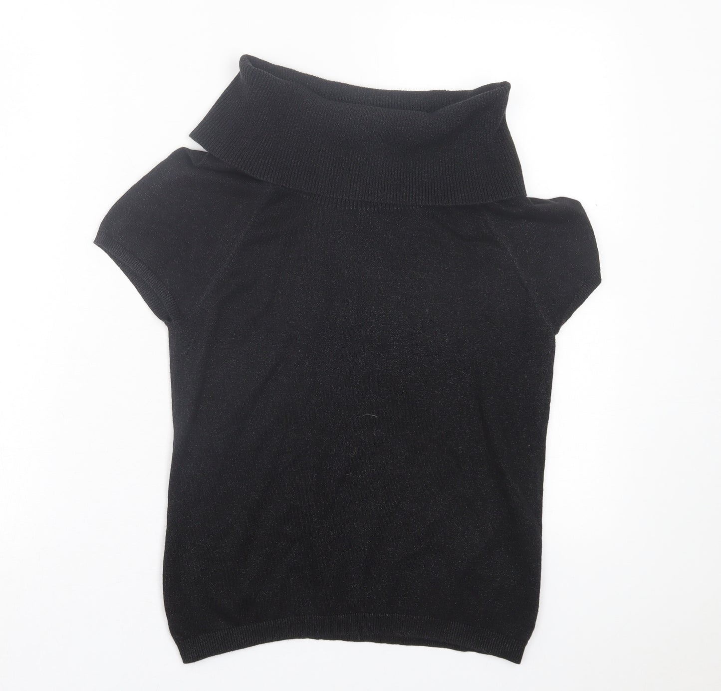 Papaya Womens Black Viscose Basic T-Shirt Size 14 Roll Neck
