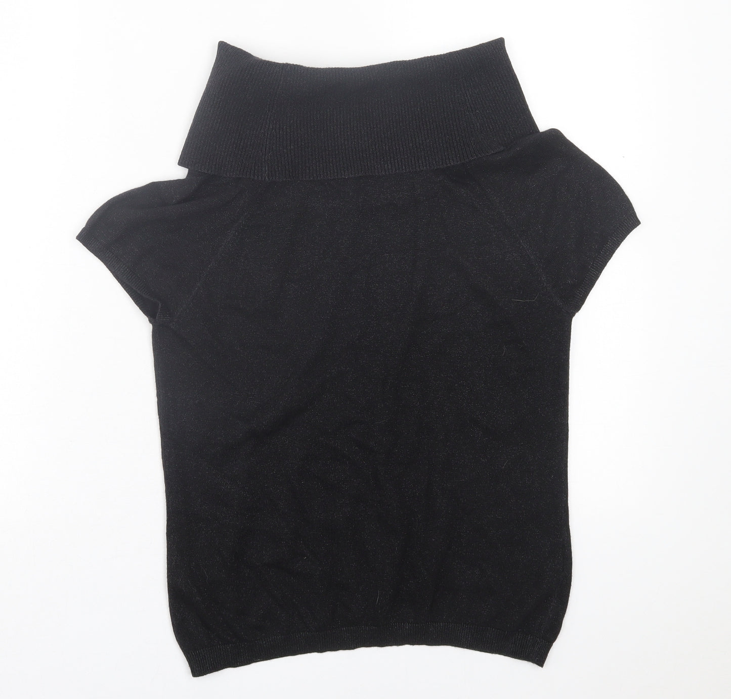 Papaya Womens Black Viscose Basic T-Shirt Size 14 Roll Neck