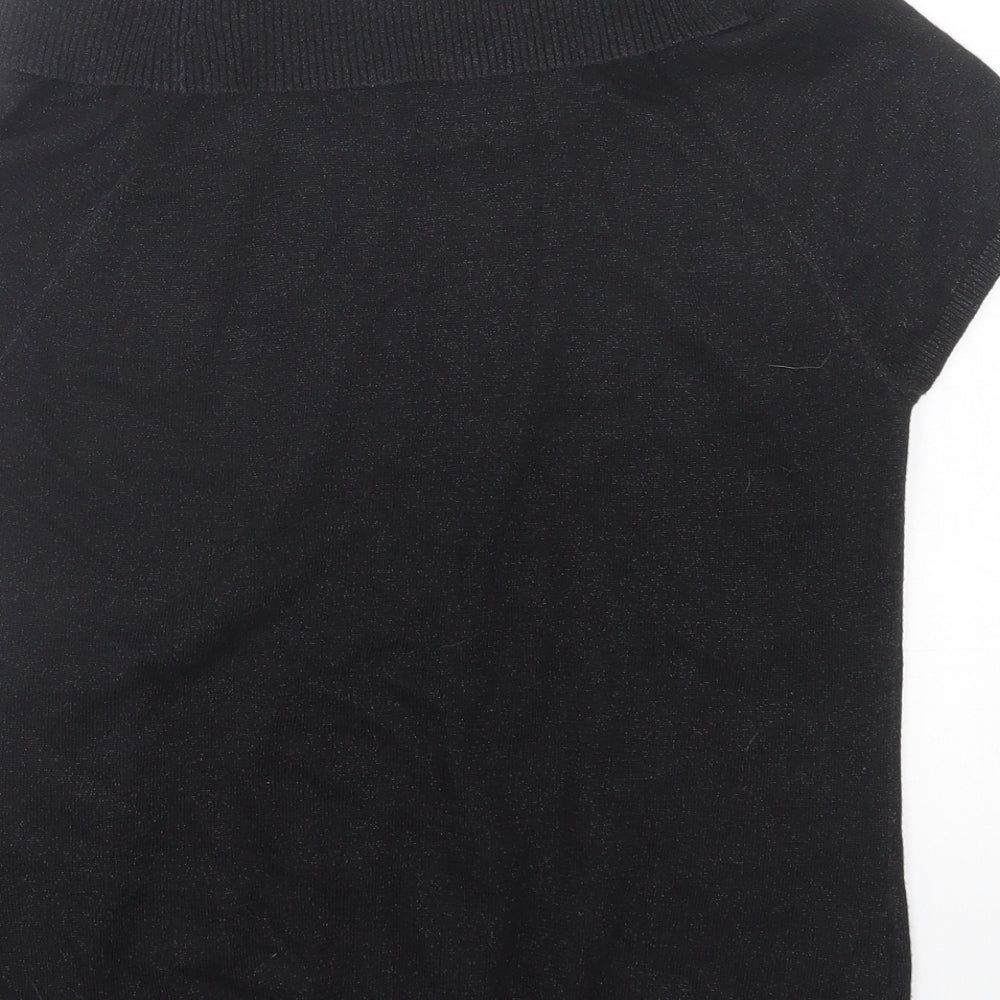 Papaya Womens Black Viscose Basic T-Shirt Size 14 Roll Neck