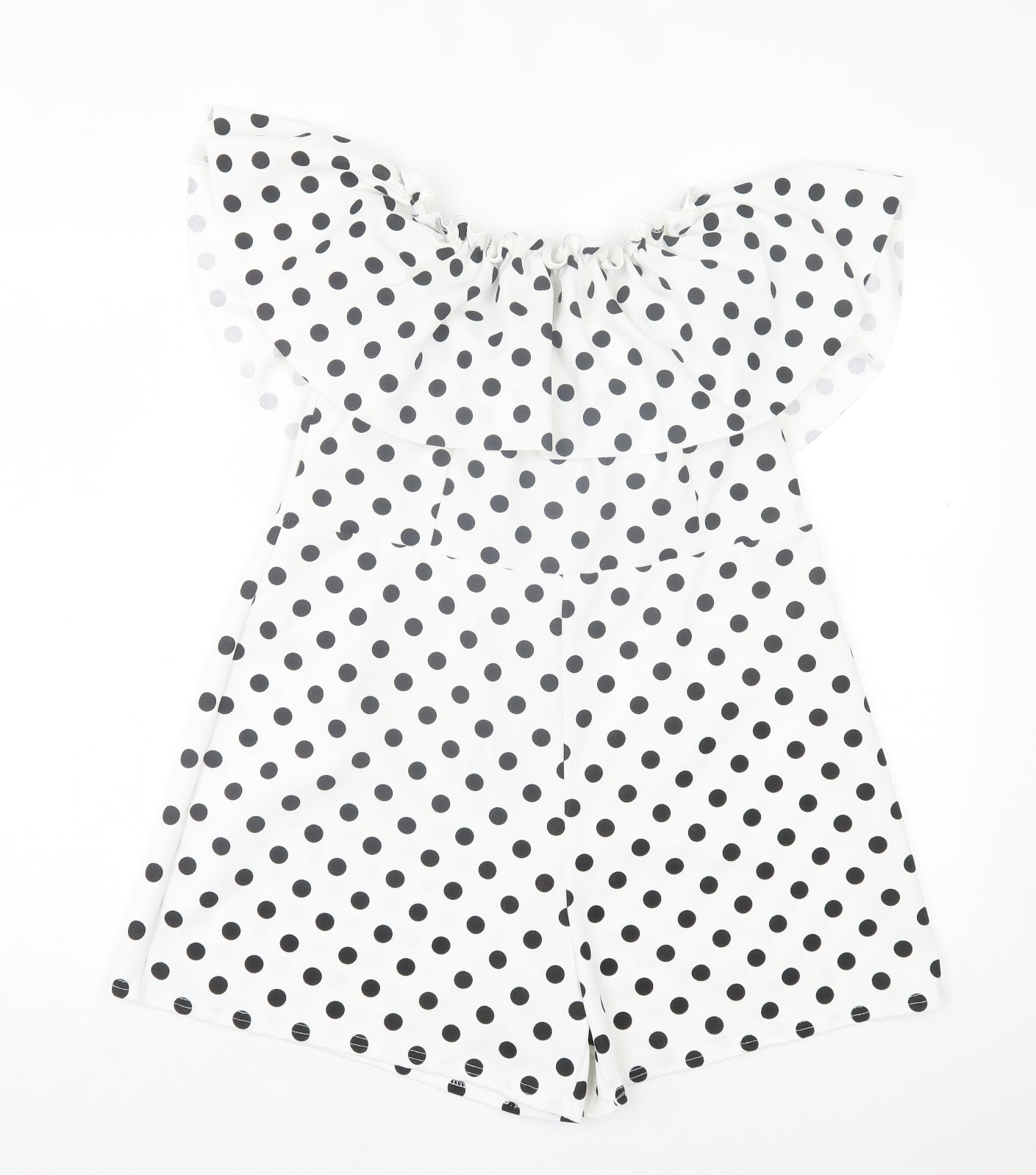 New Look Womens White Polka Dot Polyester Playsuit One-Piece Size 16 Pullover