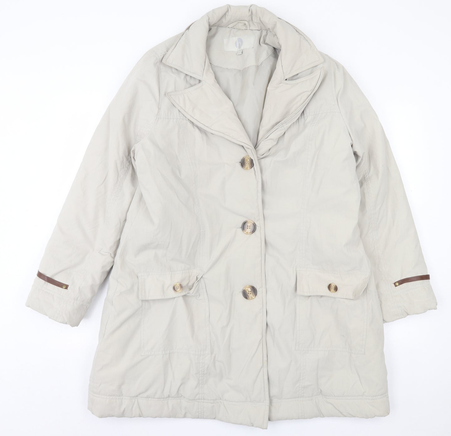 bonmarch Womens Beige Jacket Coat Size 16 Button