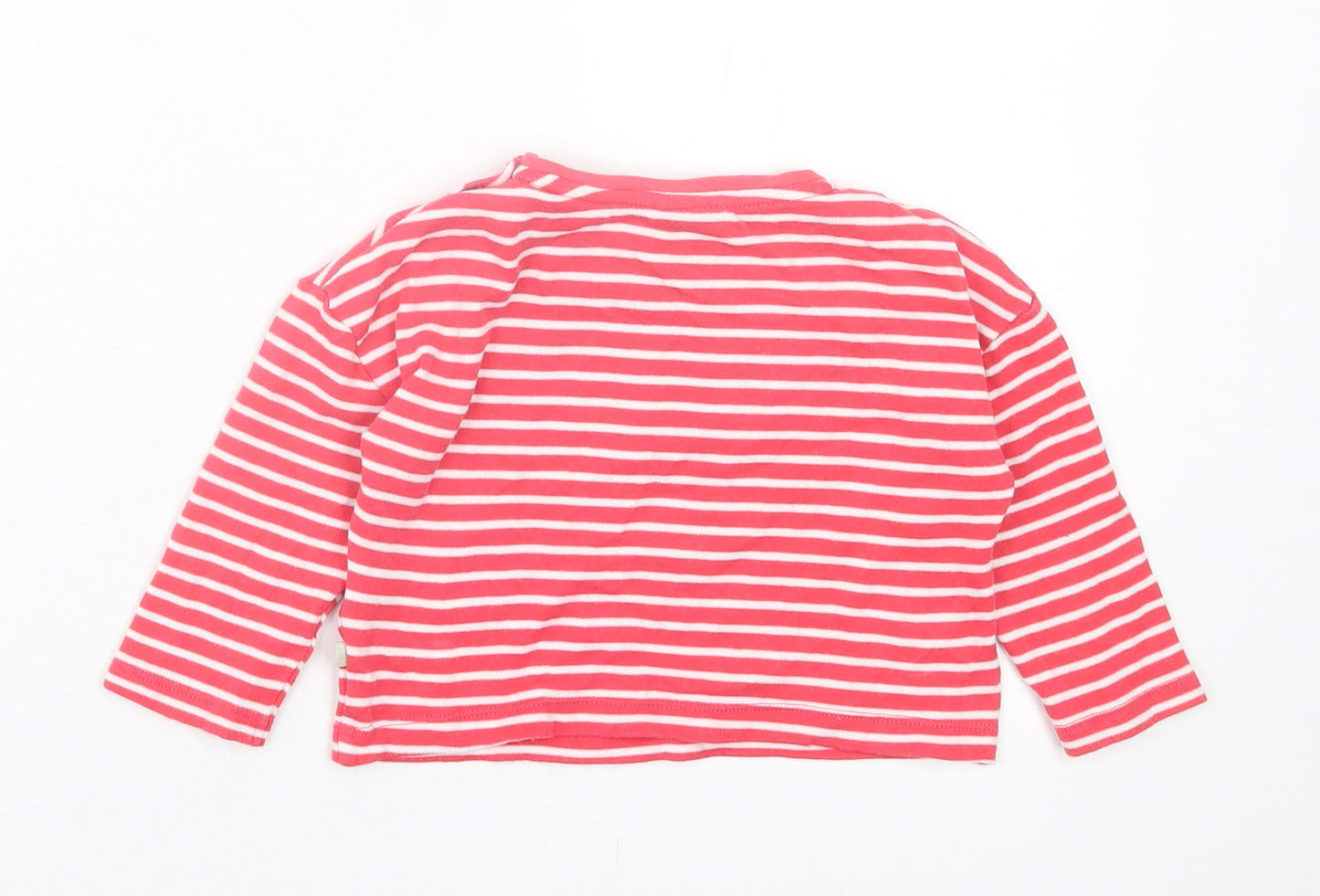Frugi Baby Red Striped Cotton Basic Casual Size 18-24 Months Crew Neck Button