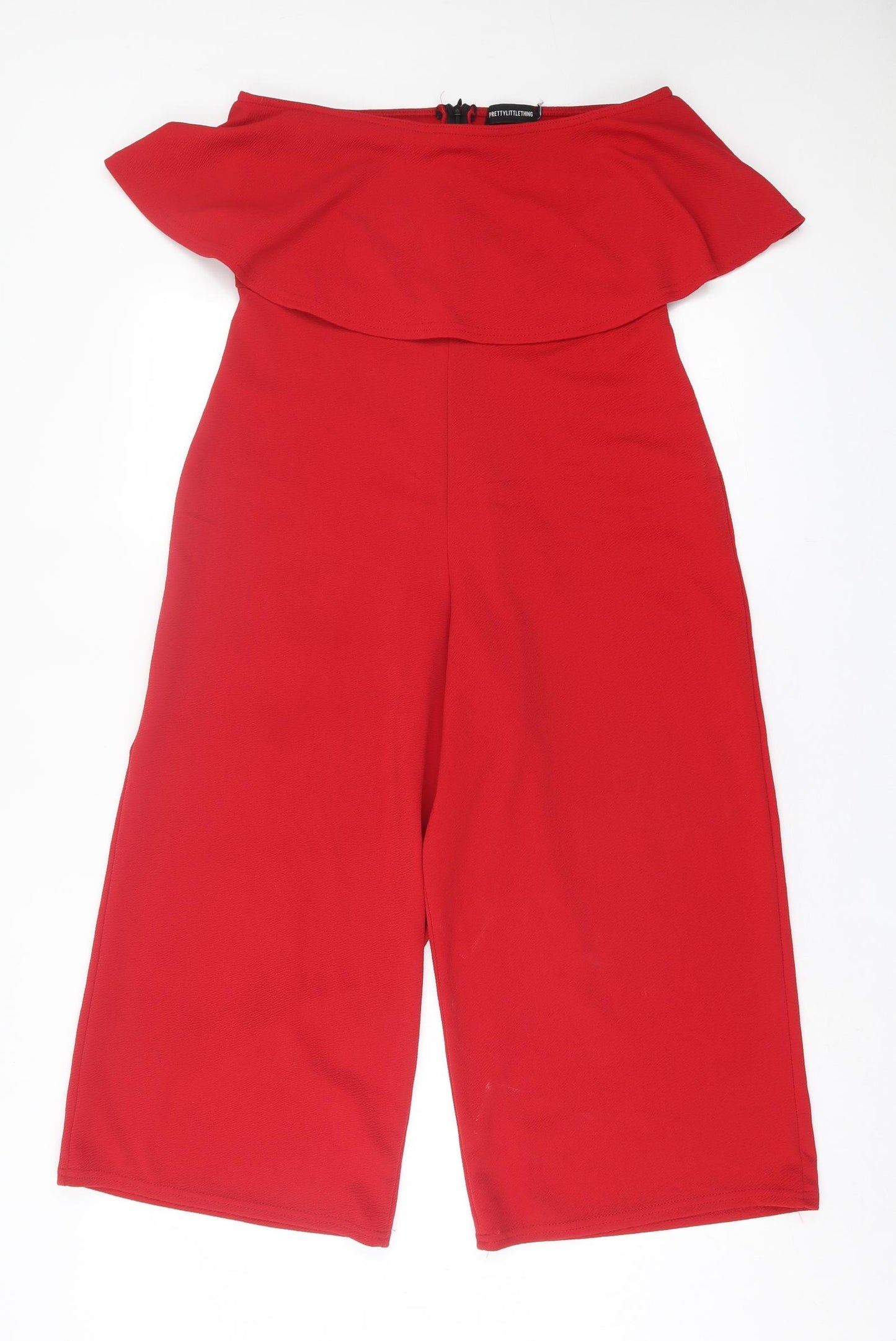 PRETTYLITTLETHING Womens Red Polyester Jumpsuit One-Piece Size 14 Pullover
