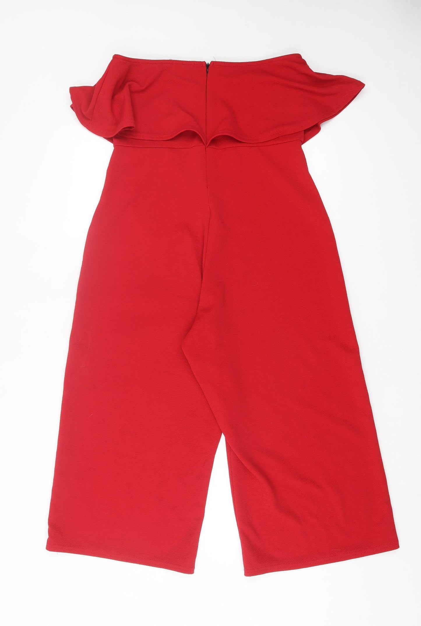 PRETTYLITTLETHING Womens Red Polyester Jumpsuit One-Piece Size 14 Pullover