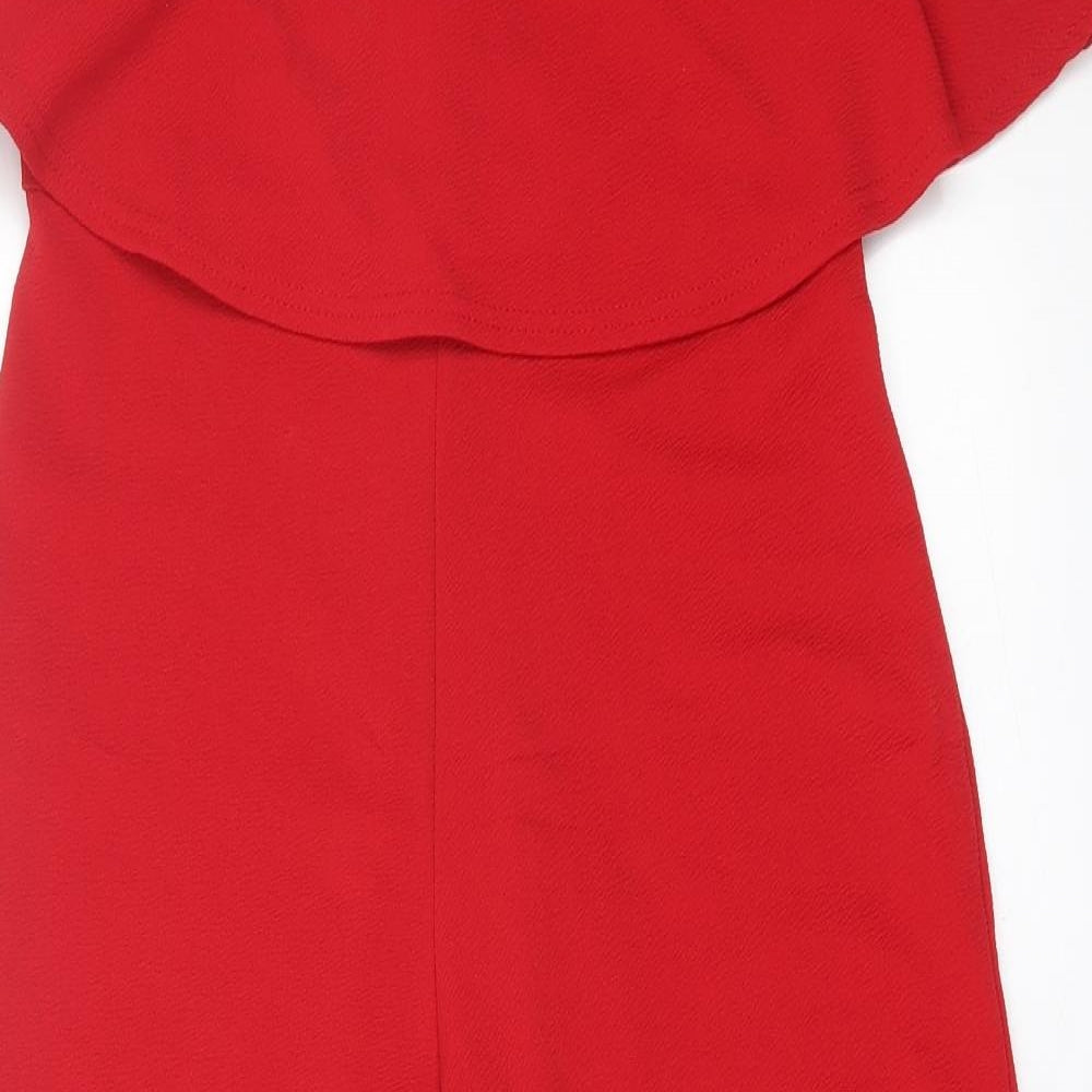 PRETTYLITTLETHING Womens Red Polyester Jumpsuit One-Piece Size 14 Pullover