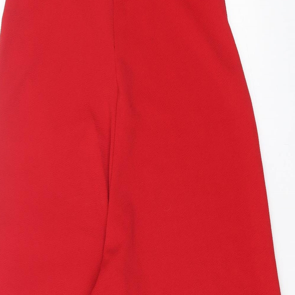 PRETTYLITTLETHING Womens Red Polyester Jumpsuit One-Piece Size 14 Pullover
