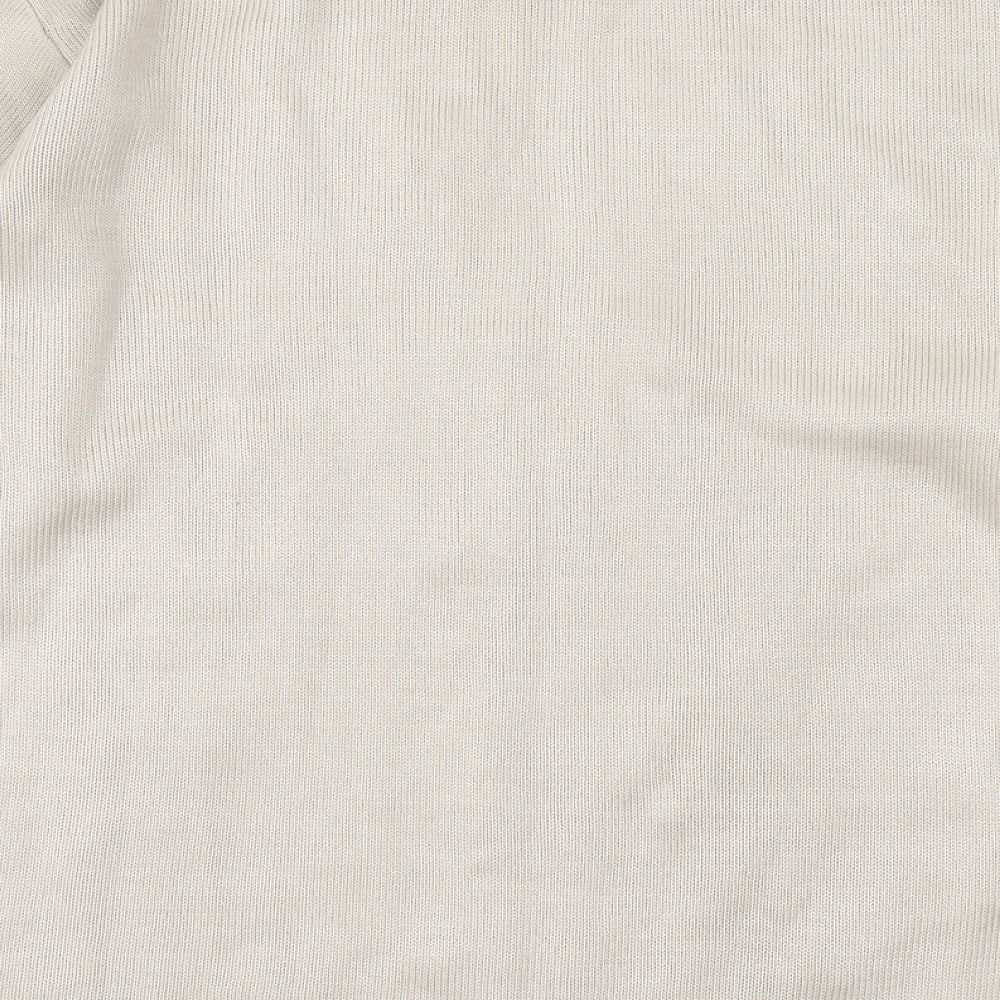 Akal Womens Beige Crew Neck Floral Acrylic Pullover Jumper Size L