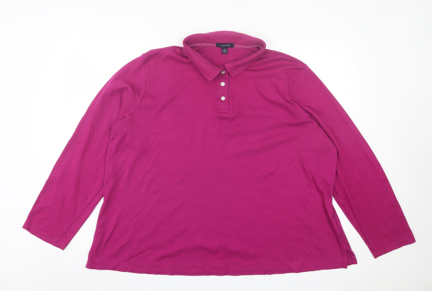 Landsend Mens Purple Cotton Polo Size 3XL Collared Button