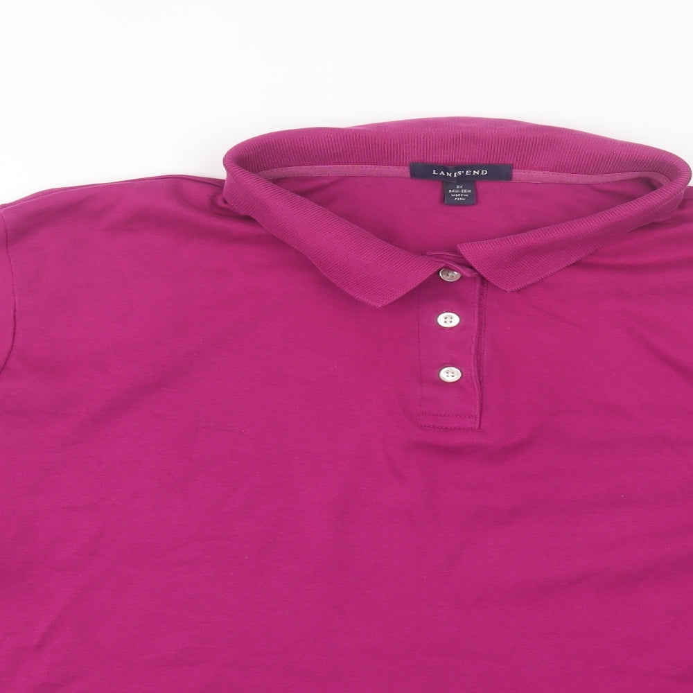 Landsend Mens Purple Cotton Polo Size 3XL Collared Button