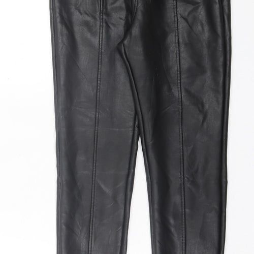 New Look Womens Black Polyurethane Capri Trousers Size 10 L28 in Regular Zip