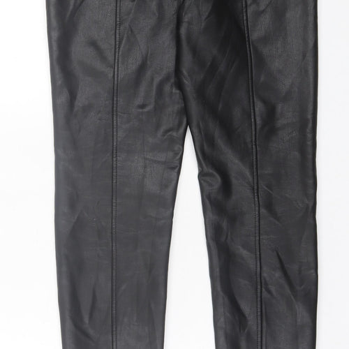 New Look Womens Black Polyurethane Capri Trousers Size 10 L28 in Regular Zip