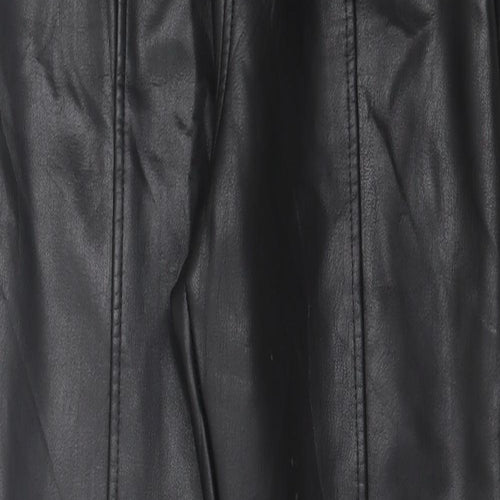 New Look Womens Black Polyurethane Capri Trousers Size 10 L28 in Regular Zip